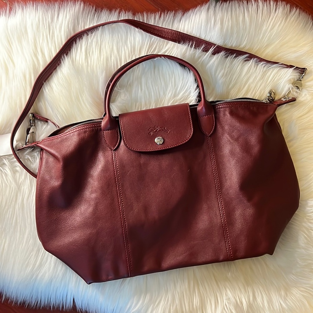 Longchamp le pliage cuir medium leather shoulder bag